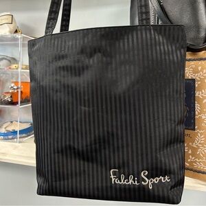 Falchi Sport by Carlos Falchi Black Striped Nylon Tote Bag